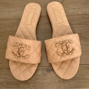 Designer Like Tan Quilted Women's Slides